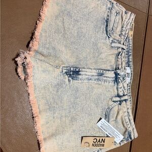 Steve Madden Pink Acid-Wash Denim Cutoff Shorts